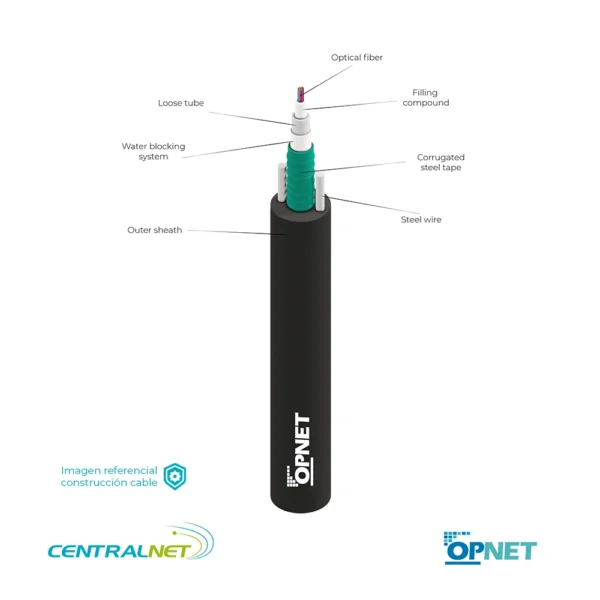 Cable Fibra Óptica Singlemode 12 Hilos armada