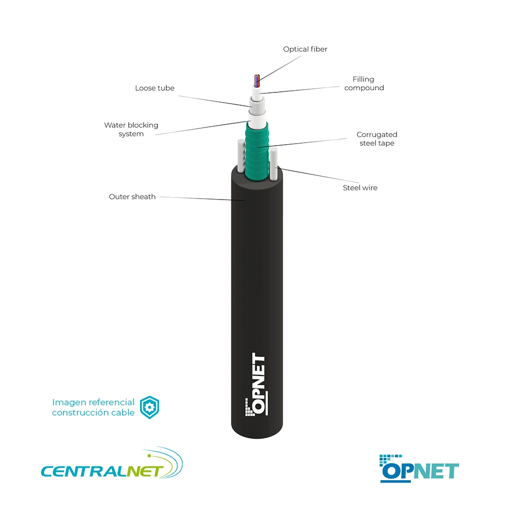 cable fibra óptica singlemode 12 hilos armada ducto partes